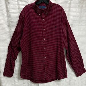 Ralph Lauren Men's Red/Black mini Check Shirt button down classic preppy SZ XXL